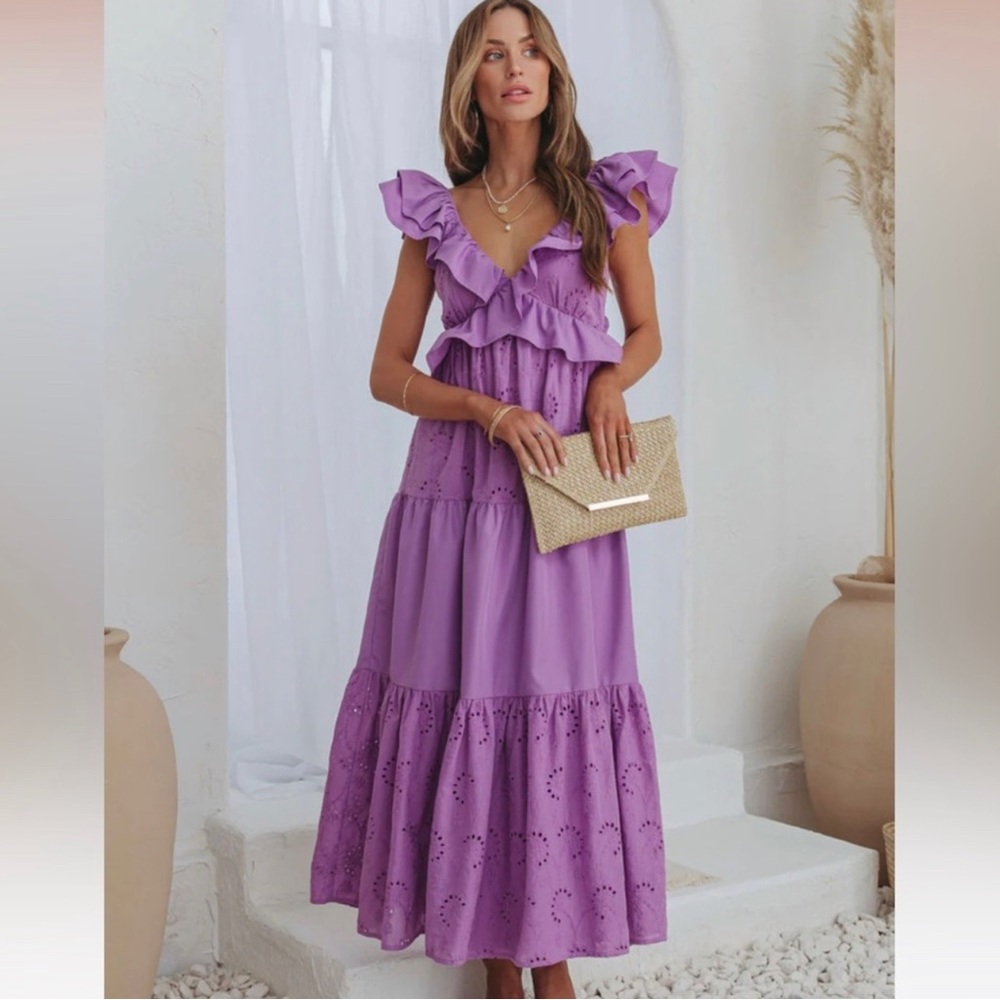 Vici Purple Ruffle Maxi Dress